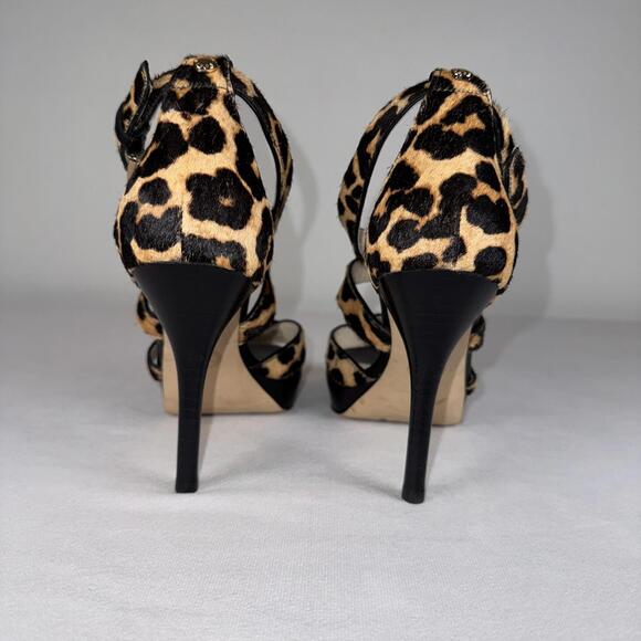 Michael Kors Evie Calf Hair Cheetah Print Platform Heels 7.5 - Picture 3 of 7